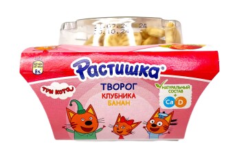 Растишка Творог с печеньем 3,5% 108г Россия (клубника- банан)